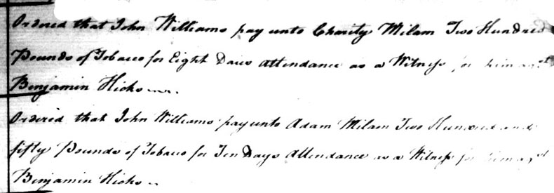 Adam & Charity Milam Witnesses 28 JUL 1766